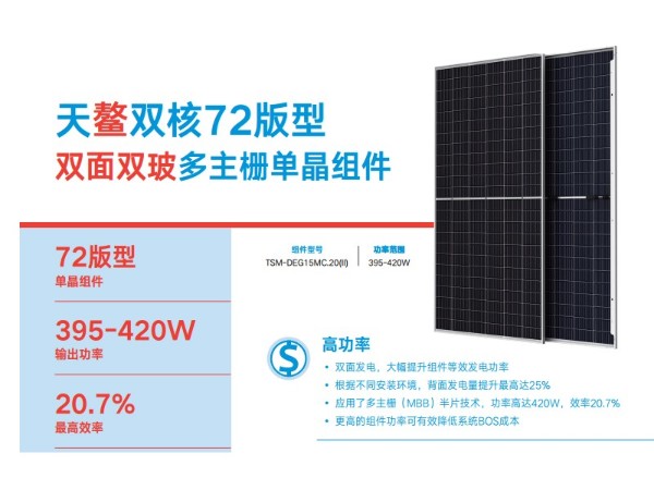 双玻双面天合光能太阳能板天鳌双核DEG17MC.20(II)